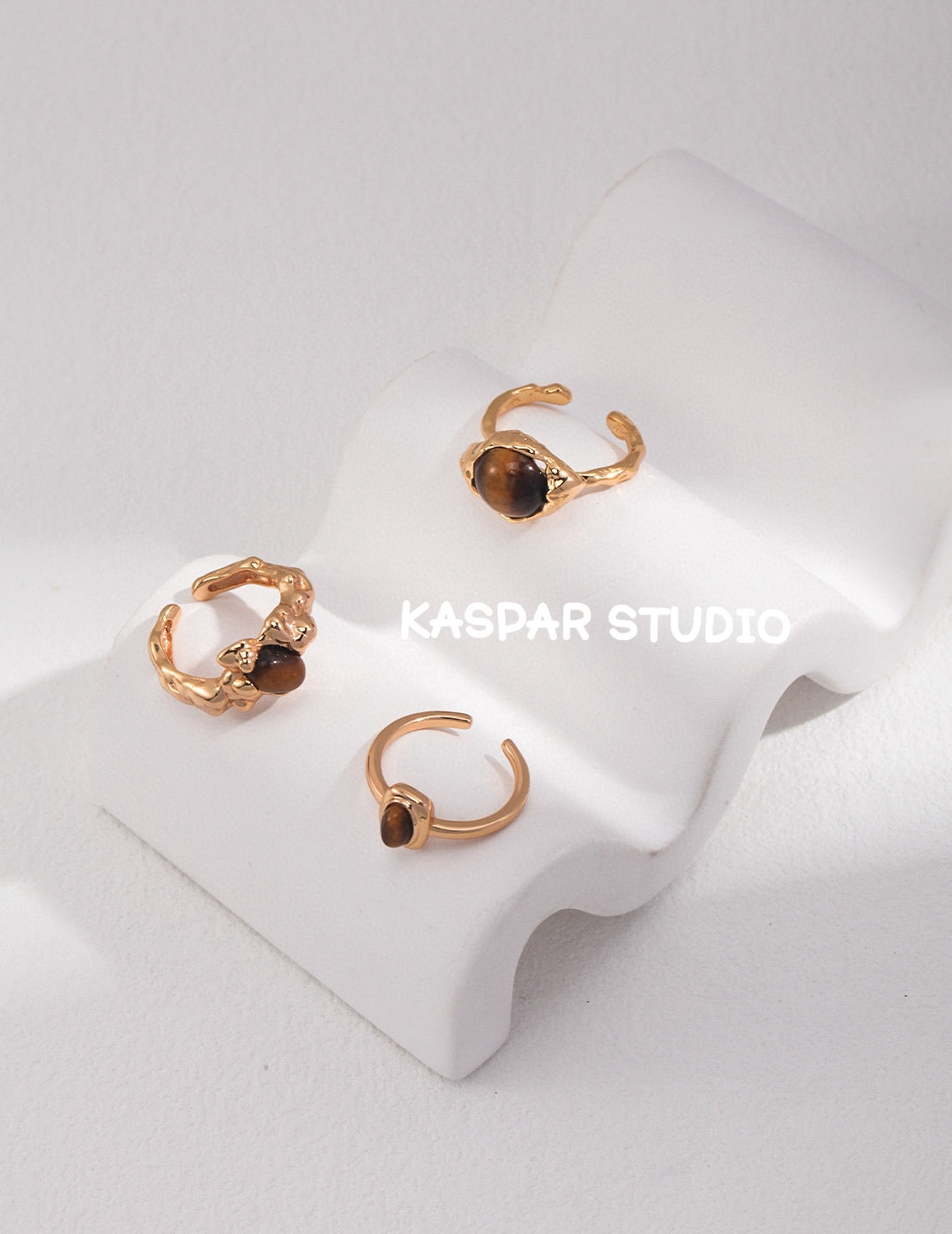 Vintage Tiger Eye Stone Rings