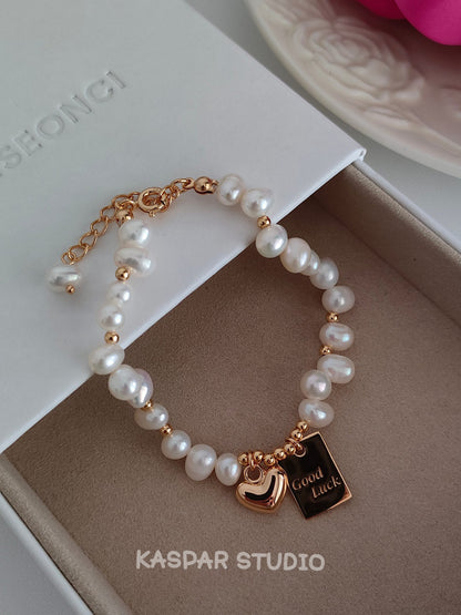 Lrregular Sterling sliver pearl Charm bracelets