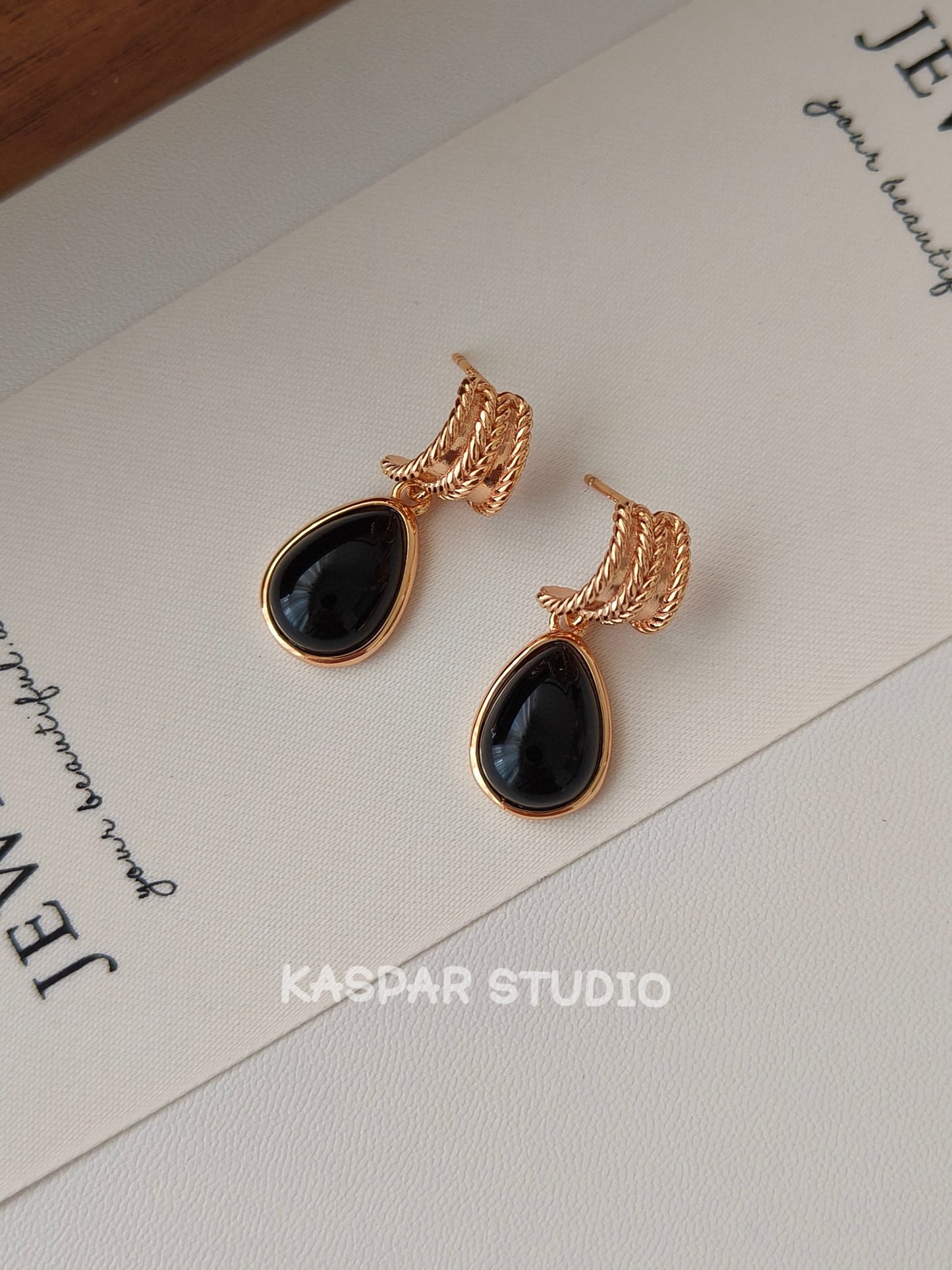 Vintage Black Drop Earring