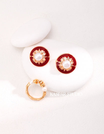 Christmas Round red Earrings