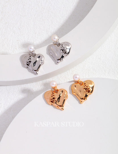 Silver Heart-shaped Ear studs