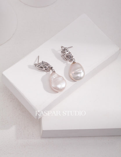 Silver  Pearl Drop Earring